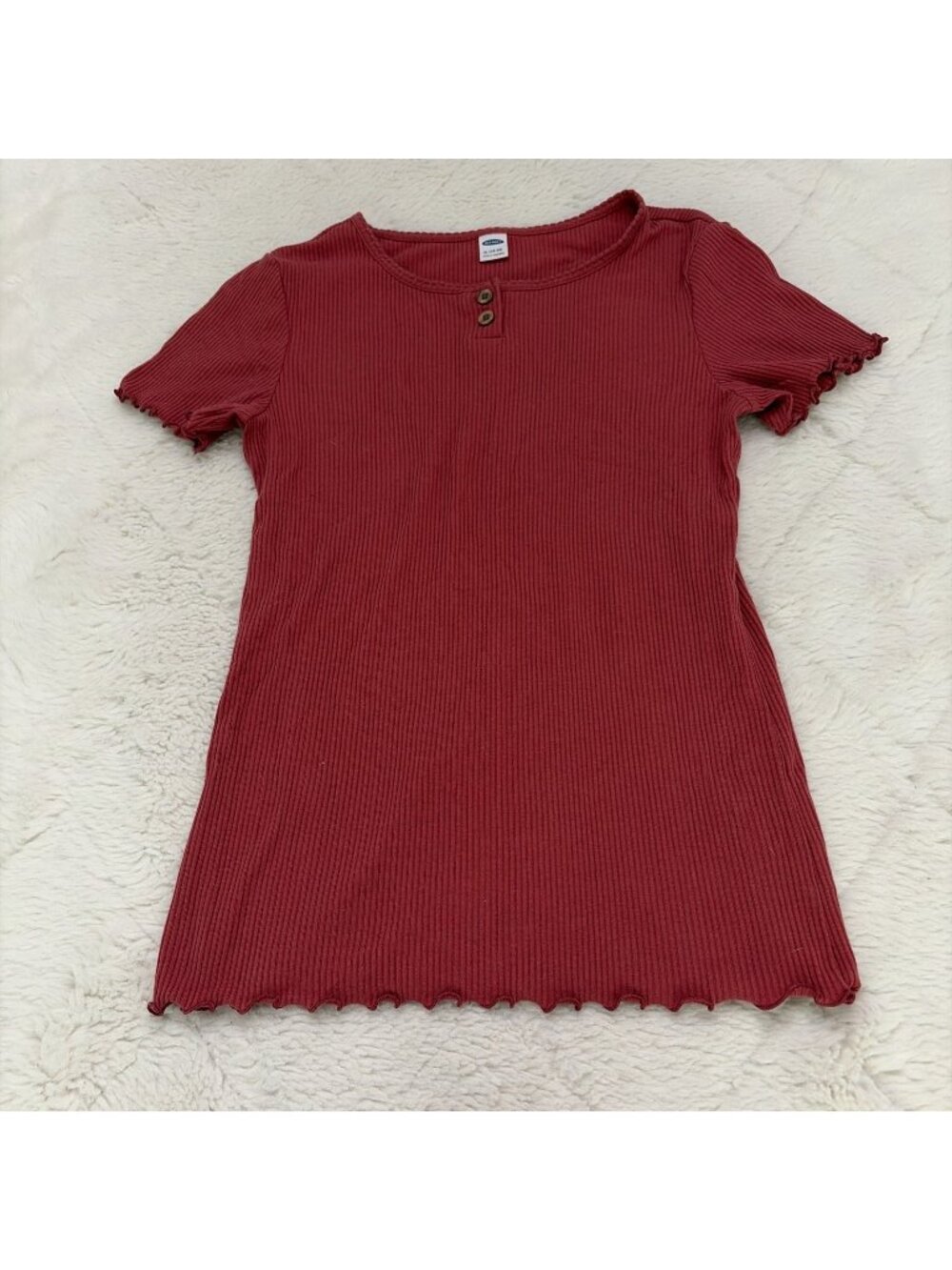 Old Navy Girls 90s Ruffle Ribbed Tee XL 14/16 Rose